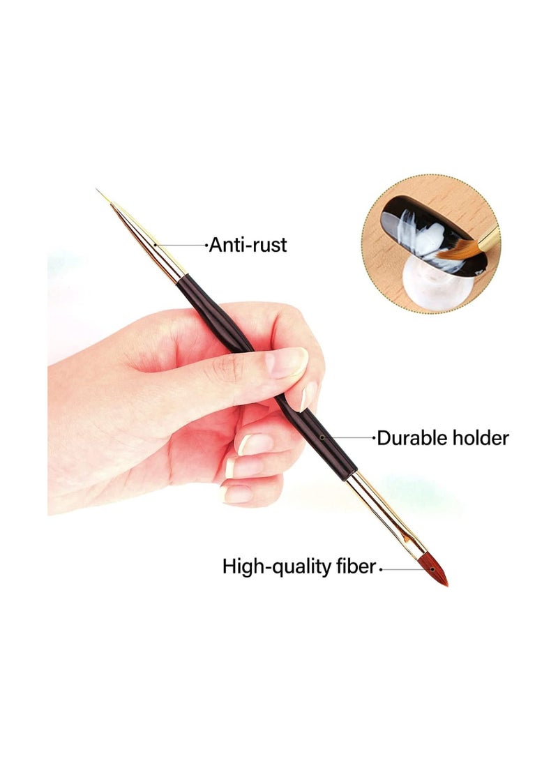 الأزرق جي دبليو Nail Brush, 3 Pack Art Pen Black Rod Small Waist Multi-function Double-headed Dual-purpose Tracing Pen, Gel Brush for Nails Home UV Accessories - Image 3