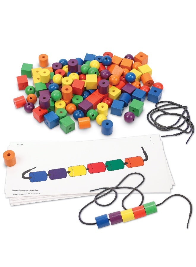 Learning Resources Beads And Pattern Card Set (100-Piece, Multi-Color Plastic, Ages 4+) - Image 2