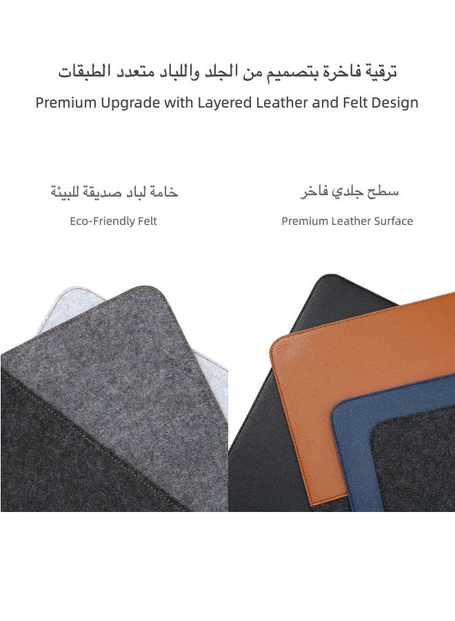 Felt Leather Office Mouse Pad -Grey Felt + Black Leather  - Image 3
