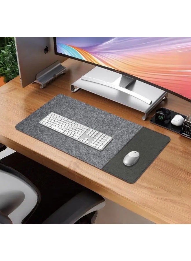 Felt Leather Office Mouse Pad -Grey Felt + Black Leather  - Image 2