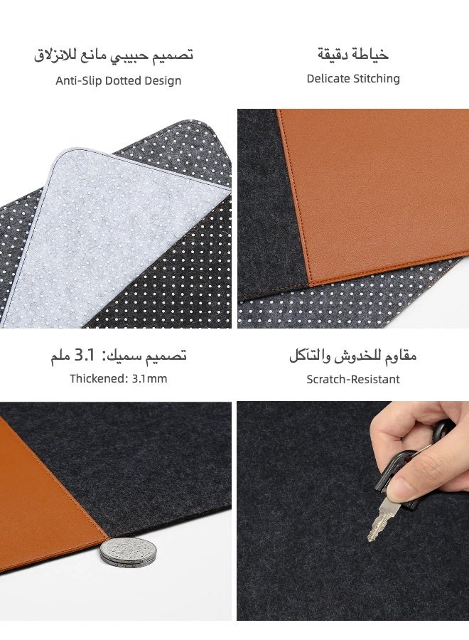 Felt Leather Office Mouse Pad -Grey Felt + Black Leather  - Image 4