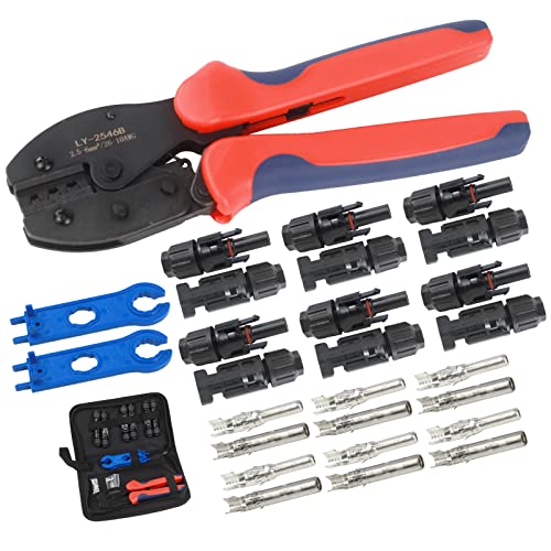 HEMRUNK Solar Crimping Tool Kit LY-2546B Crimping Pliers with Male Female Solar Cable Connectors, Solar Spanner Wrench for Connectors Solar Panel 2.5/4/6mm² AWG14/12/10 - Image 1