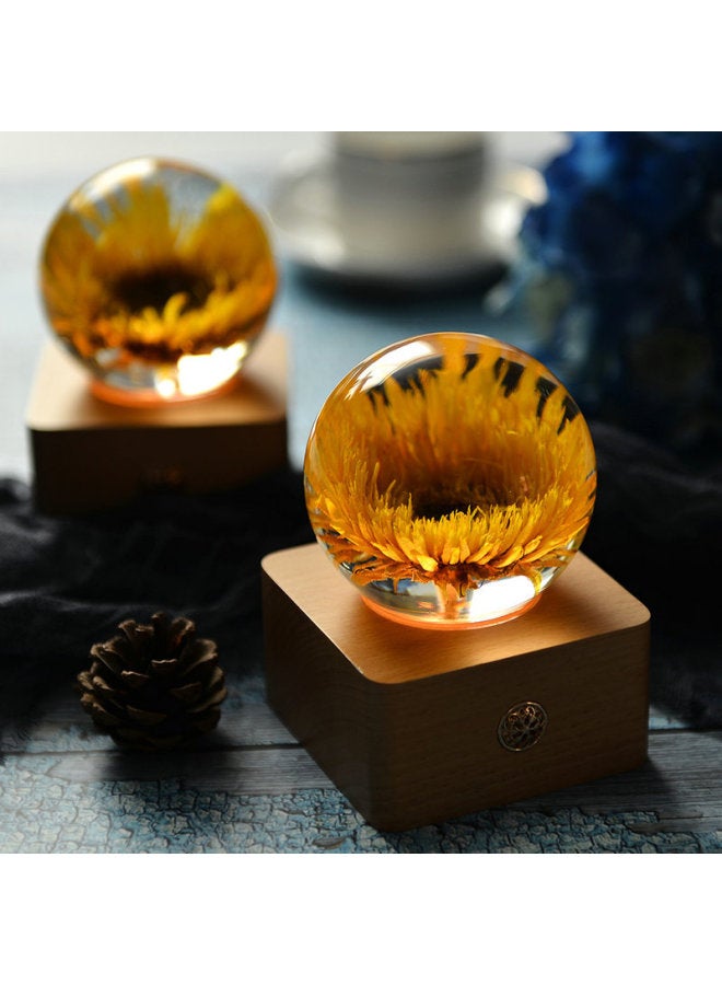 Sunflower Night Light Crystal Ball Touch Light Mother's Day Gift Creative Resin Birthday Gift Flower Specimen - Image 3