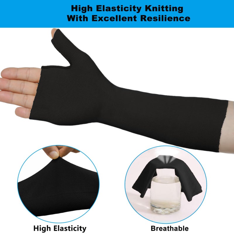 VISKONDA Hand Socks for Splint (Pack of 6) Wrist and Thumb Spica Wrap Liner for Women Men,Arm Cast Cover Stockinette Sleeve for Under Brace Skin friendly protective cover(Black,Large) - Image 5