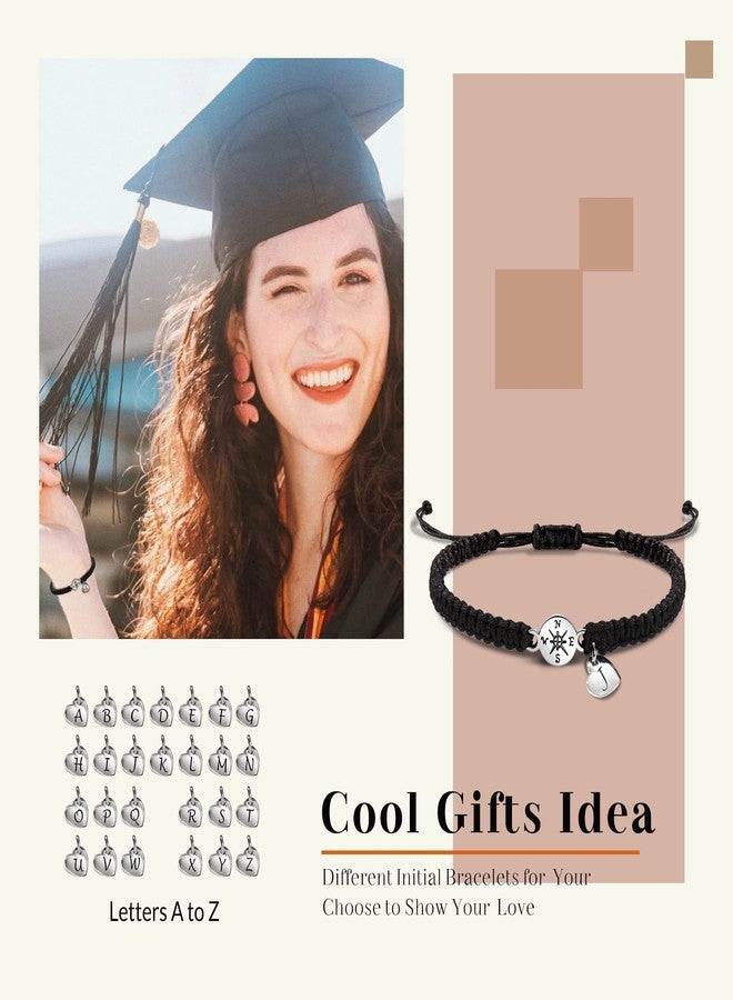 Btysun 2025 Graduation Gifts Initial Bracelets for Women Heart Charm Link Bracelets for Teens Letter F Adjustable Braided Friendship Birthday Christmas Jewelry - Image 2