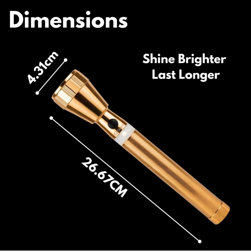 جليز مصباح يدوي LED قابل لإعادة الشحن بقوة عالية | مصباح جليز قابل للشحن عبر USB، بطارية طويلة العمر، شعاع مركز ومشرق، مصباح محمول للاستخدام في الطوارئ للتخييم، الهواء الطلق والمنزل – ذهبي - Image 4