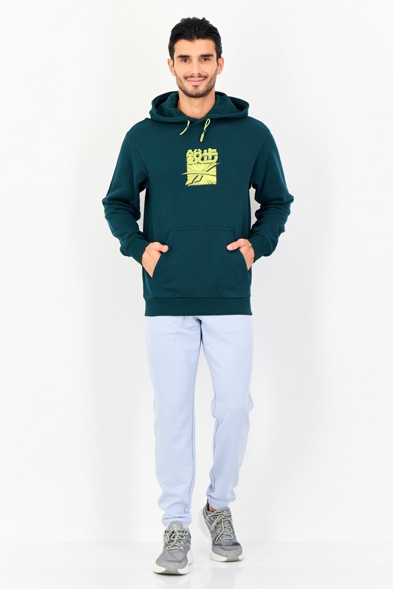 Reebok هودي خارجي طويل الأكمام للرجال، رياضي، زيتوني - Image 2