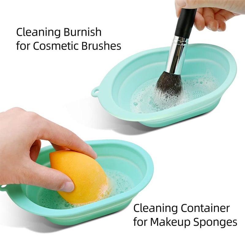 Abhaymart Makeup Brush Cleaning Bowl Eco Friendly Foldable Portable Makeup Brush Cleaning Pad Convenient Reusable for Travel for Home 1 PCS multi colour - Image 4