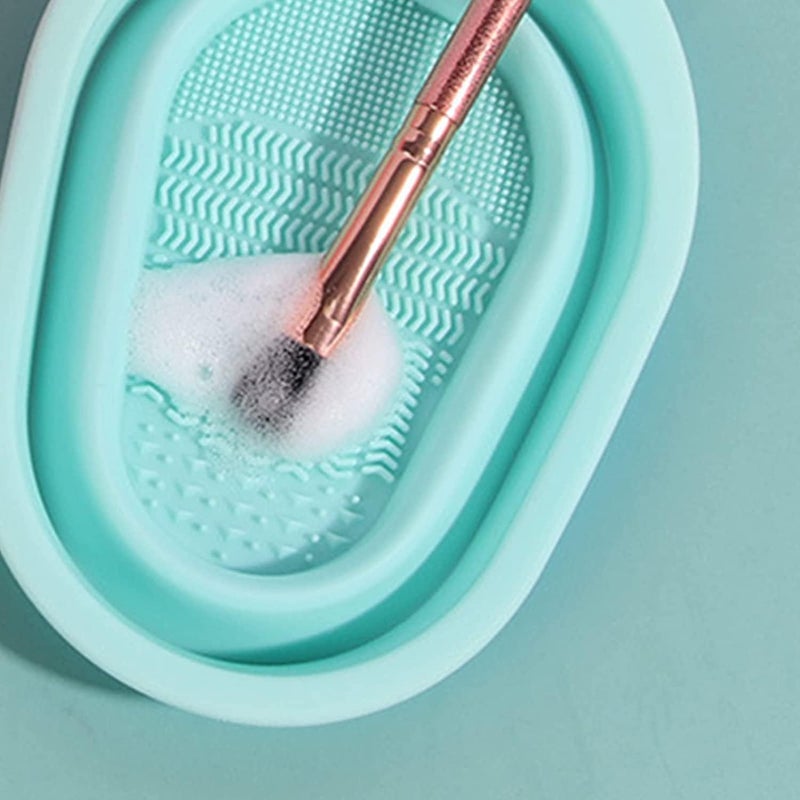 Abhaymart Makeup Brush Cleaning Bowl Eco Friendly Foldable Portable Makeup Brush Cleaning Pad Convenient Reusable for Travel for Home 1 PCS multi colour - Image 2