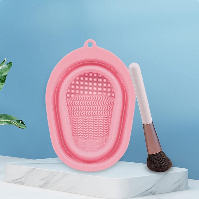 Abhaymart Makeup Brush Cleaning Bowl Eco Friendly Foldable Portable Makeup Brush Cleaning Pad Convenient Reusable for Travel for Home 1 PCS multi colour - Image 1