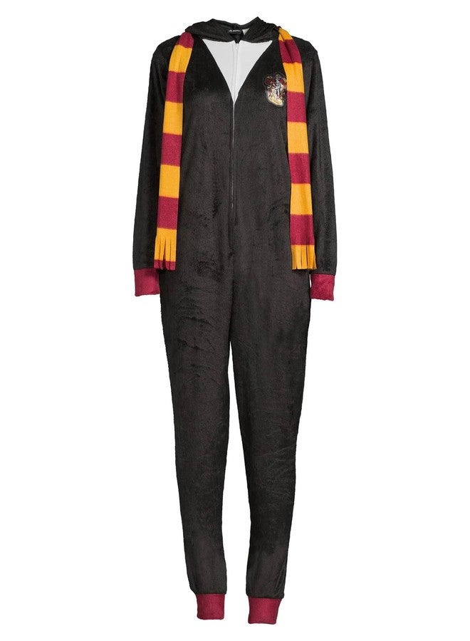 Harry Potter Gryffindor Hooded One Piece Women's Union Suit, Black, X-Large - Image 4