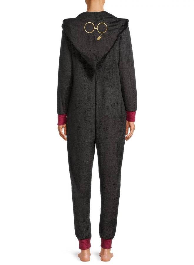 Harry Potter Gryffindor Hooded One Piece Women's Union Suit, Black, X-Large - Image 3
