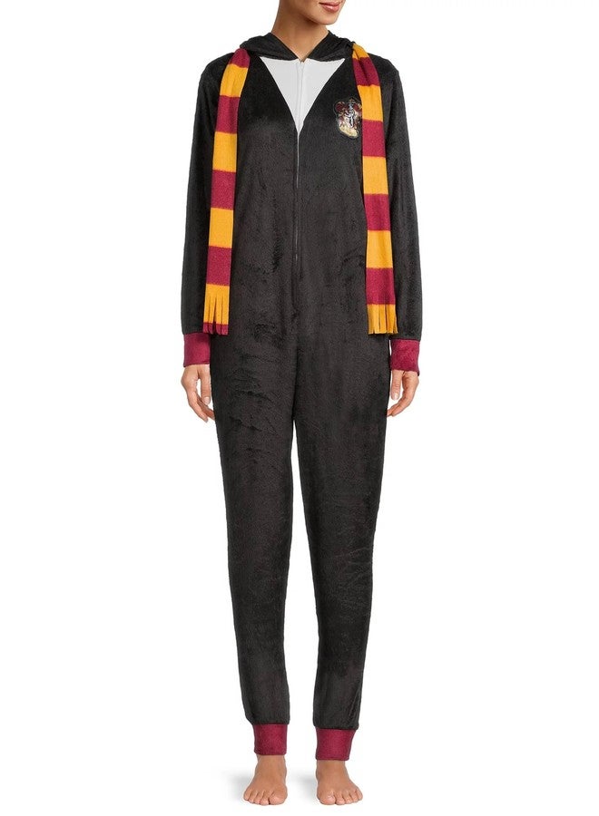 Harry Potter Gryffindor Hooded One Piece Women's Union Suit, Black, X-Large - Image 2