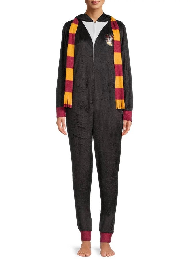 Harry Potter Gryffindor Hooded One Piece Women's Union Suit, Black, X-Large - Image 1