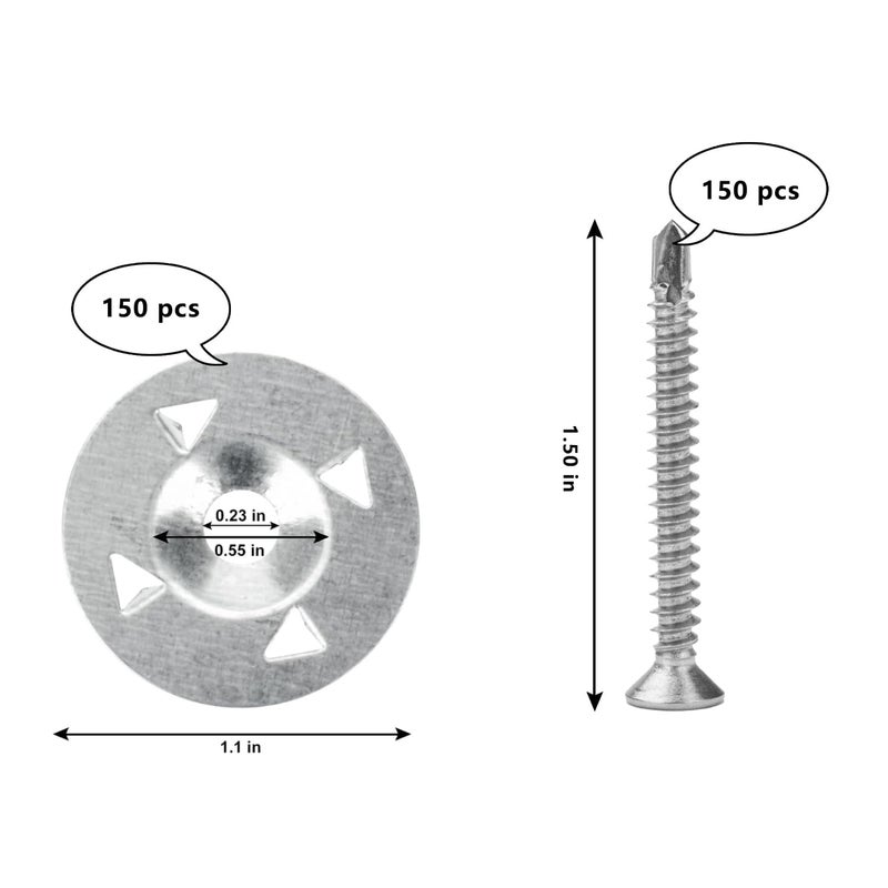 AccEncyc 300 Pcs Foam Board Fasteners - 1-1/8 Inch Metal Washers for Fixing Installation - Image 3