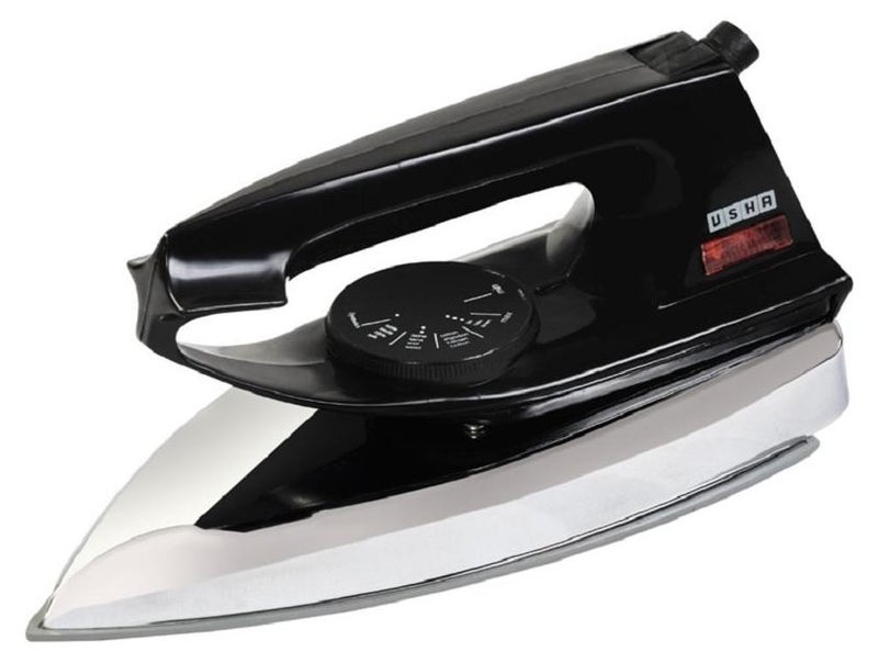 Usha Aluminium 2801 750Watt Dry Iron Metal Body | Linished Soleplate | Thermal Safety Fuse | 180° Swivel Cord | 1 Years Warranty | (Black), 750 Watts - Image 1
