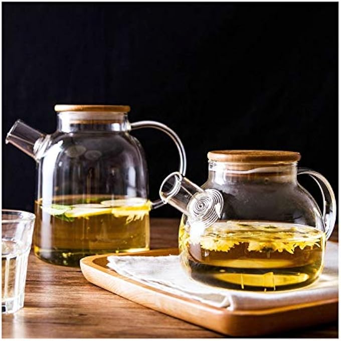 Unity Yufengjiao 1L18L Water Carafe With Bamboo Lid Glass Scented Tea Teapot HeatResistant Thickening Black Tea Water Kettle Color  C - Image 4