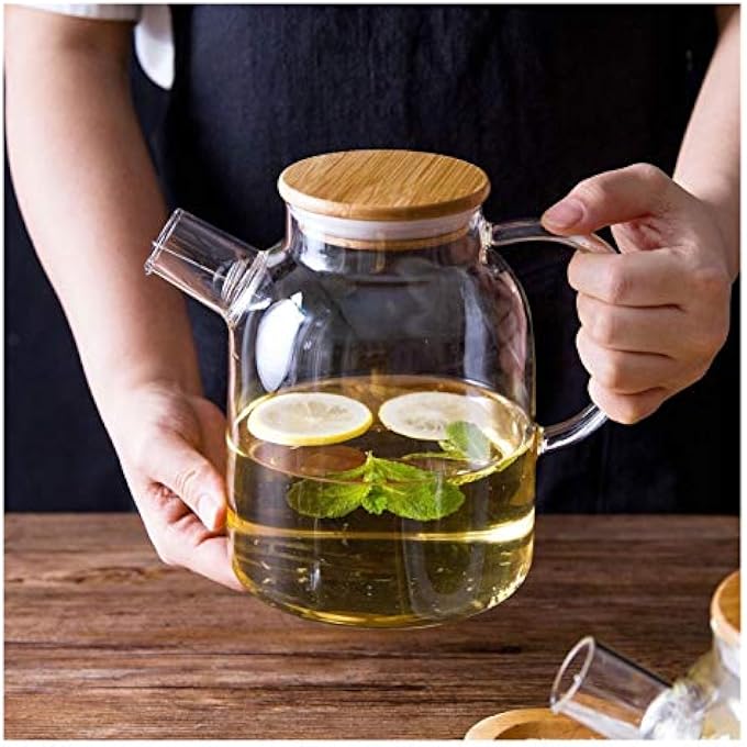 Unity Yufengjiao 1L18L Water Carafe With Bamboo Lid Glass Scented Tea Teapot HeatResistant Thickening Black Tea Water Kettle Color  C - Image 3