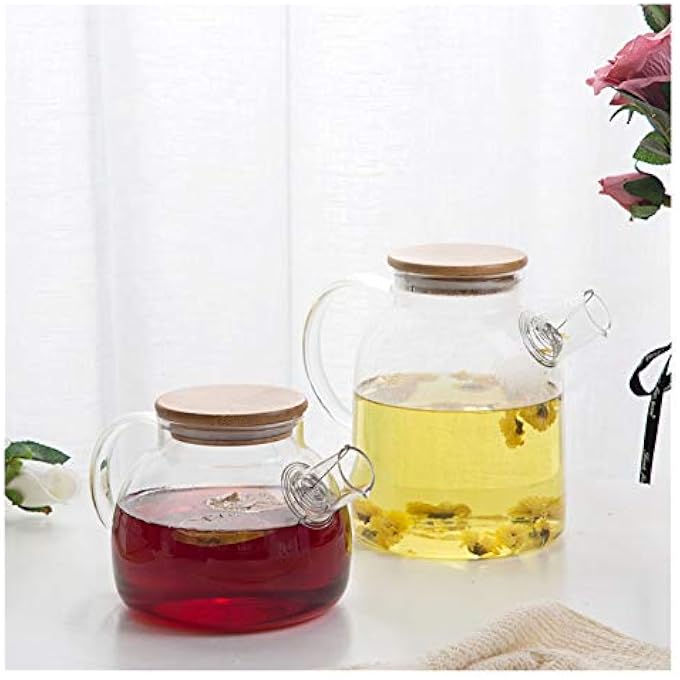 Unity Yufengjiao 1L18L Water Carafe With Bamboo Lid Glass Scented Tea Teapot HeatResistant Thickening Black Tea Water Kettle Color  C - Image 5