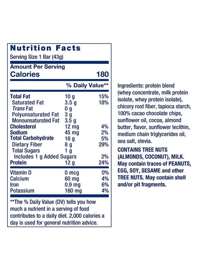 Health & Household Life Extension Wellness Bar (Chocolate Brownie), 12 G Of Protein, 8 G Of Fiber, Chocolate Brownie Flavor, 100% Cacao Chips, Protein-Rich, On-The-Go Snack, Only 1 G Of Sugar, 6 Bars  - Image 2