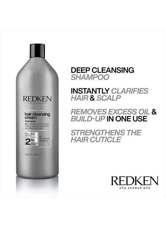 Redken Hair Cleansing Cream Clarifying Shampoo | For All Hair Types | Removes Buildup & Strengthens Hair Cuticle | 33.8 Fl Oz - Image 3