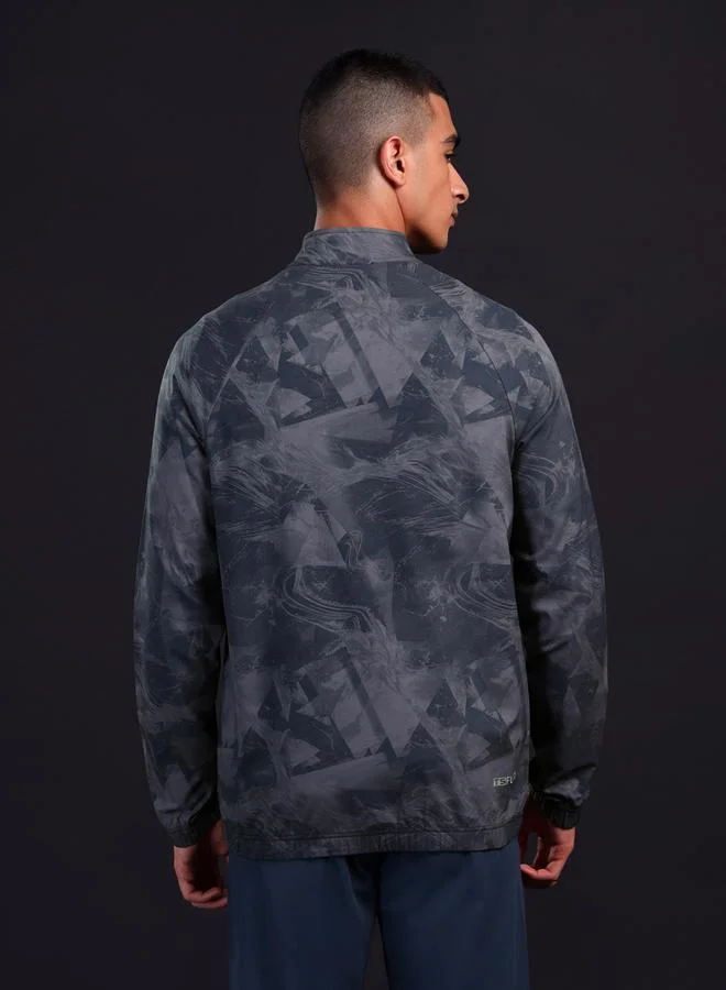 Technosport Men Printed Slim Fit Mock Neck Sports Jacket with TS FLEXI by Styli