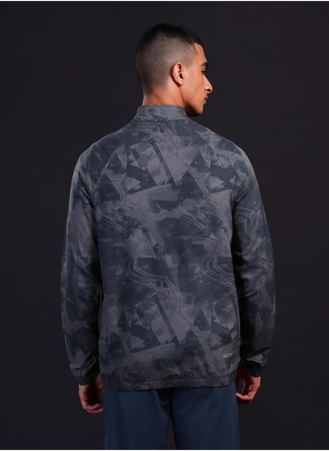 Technosport Men Printed Slim Fit Mock Neck Sports Jacket with TS FLEXI by Styli  - Image 3
