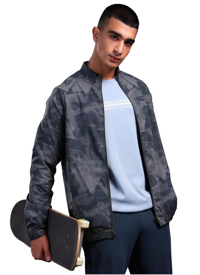Technosport Men Printed Slim Fit Mock Neck Sports Jacket with TS FLEXI by Styli  - Image 2