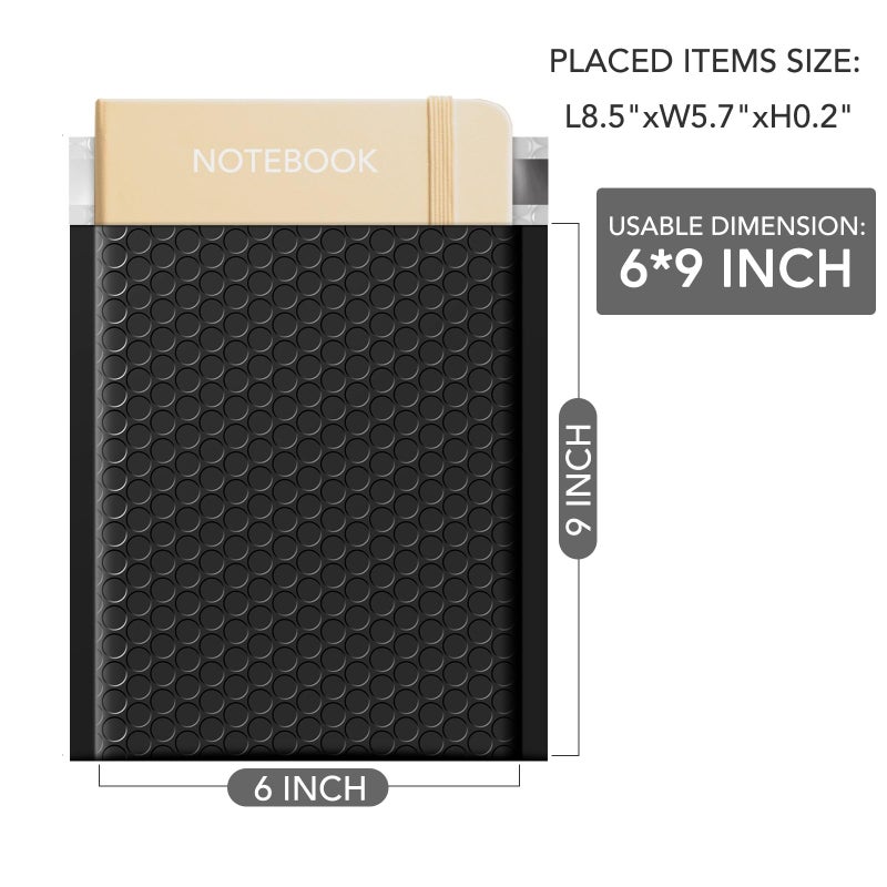 Metronic Black Bubble Mailers 6x10" 100 Pack Usable Size 6x9" Opaque Padded Envelopes Waterproof Bubble Envelopes Cushioning Mailer for Small Business Mailing Makeup Jewelry Gifts - Image 2