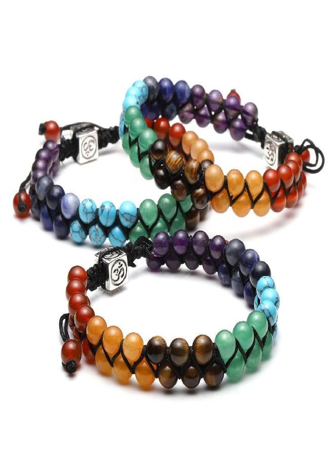 Jovivi Jovivi Bead Chakra Bracelet - 6mm Double Layer Beaded 7 Chakra Healing Crystal Stones Bracelets Anxiety Bracelet for Men Women Couple Friendship Jewelry  - Image 1