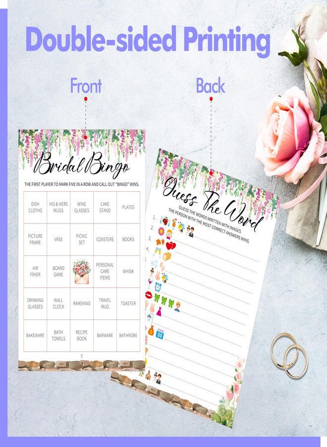 Gethelud Bridal Shower Game Set, 4 Fun Games & Activities - Bingo Game/Would She Rather/He Said, She Said/Guess The Word for 30 Guests, All-in-one Set Wedding Party Supplies - Image 4