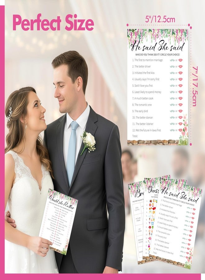Gethelud Bridal Shower Game Set, 4 Fun Games & Activities - Bingo Game/Would She Rather/He Said, She Said/Guess The Word for 30 Guests, All-in-one Set Wedding Party Supplies - Image 3