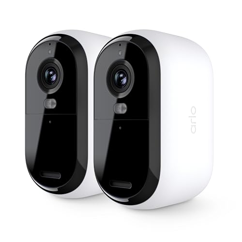Arlo Essential Security Camera 1080p HD, Outdoor - Indoor, 2nd Gen, Wireless Rechargeable Camera, 2-Way Audio, Color Night Vision, Live Stream, Real Time Notifications, Wide Angle - White, 2 Cameras - Image 1