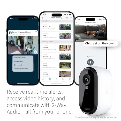 Arlo Essential Security Camera 1080p HD, Outdoor - Indoor, 2nd Gen, Wireless Rechargeable Camera, 2-Way Audio, Color Night Vision, Live Stream, Real Time Notifications, Wide Angle - White, 2 Cameras - Image 4