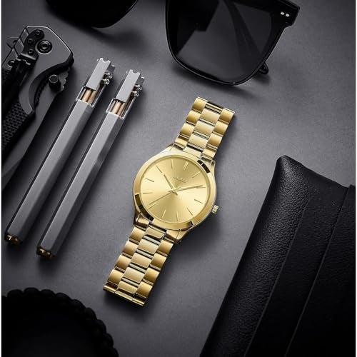 BUREI Men's Watch, Fashion Analog Quartz, Dress Business Stainless Steel Waterproof，Watch for Men (Gold) - Image 4