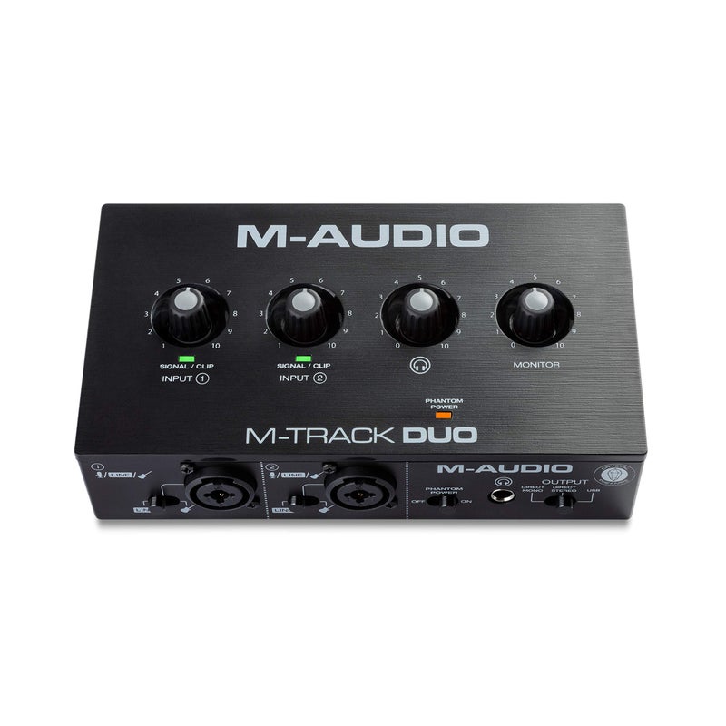 M-Audio واجهة صوتية M-AUDIO M-Track Duo USB للتسجيل والبث والبودكاست مع مدخلين XLR مزدوجين ومدخلات خط وDI، بالإضافة إلى مجموعة برامج متضمنة - Image 1