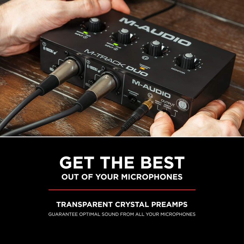 M-Audio واجهة صوتية M-AUDIO M-Track Duo USB للتسجيل والبث والبودكاست مع مدخلين XLR مزدوجين ومدخلات خط وDI، بالإضافة إلى مجموعة برامج متضمنة - Image 5
