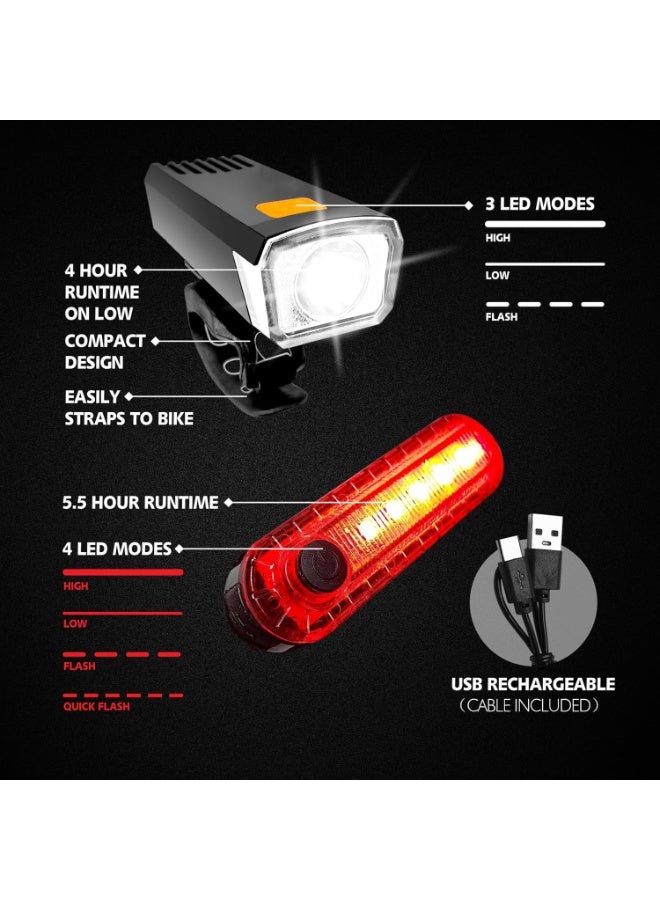 USB-C Rechargeable Bike Lights Front and Rear(2or4 or 10 Packs) Night Riding for Kids &Adults 3 Lights Modes Used as a Safety Indicator Light for Skateboards Strollers and Wheelchairs - Image 2