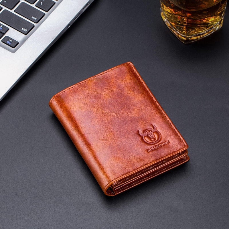 BULLCAPTAIN Large Capacity Genuine Leather Bifold Wallet/Credit Card Holder for Men with 15 Card Slots QB-027 - Image 2