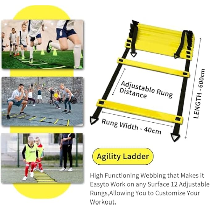 rayihni Football Speed Agility Training Set Agility Ladder 12 Sports Cones And Football Kick Trainer Football Training Equipment Footwork Drills For Kids And Adults - Image 5