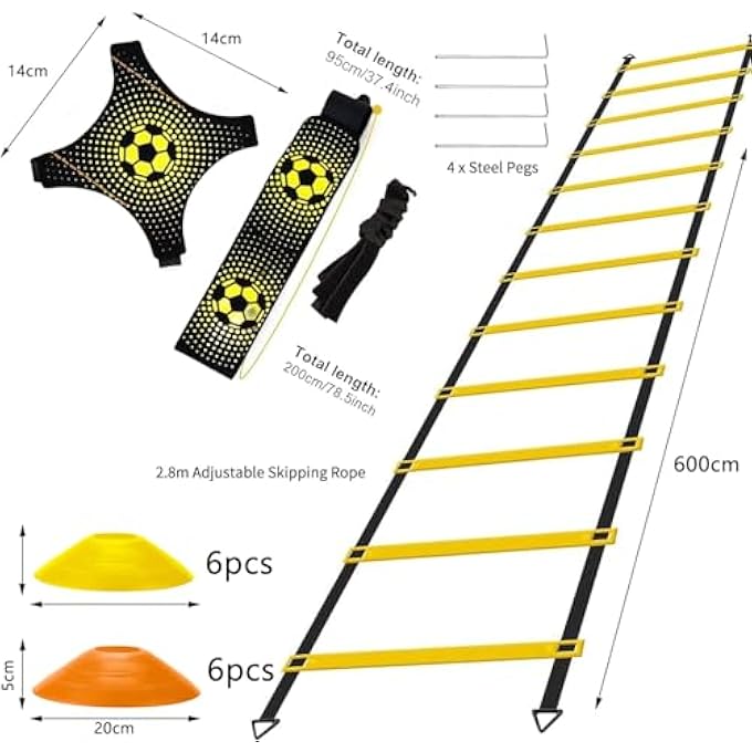 rayihni Football Speed Agility Training Set Agility Ladder 12 Sports Cones And Football Kick Trainer Football Training Equipment Footwork Drills For Kids And Adults - Image 3