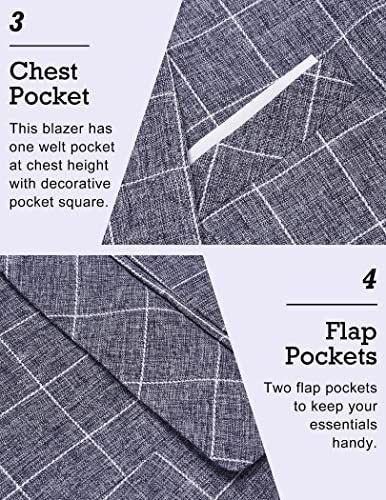 COOFANDY Men's Blazer Casual Sport Coats Slim Fit One Button Suit Jacket Lightweight Sports Jacket (Plaid Blazer - Blue,Small) - Image 4
