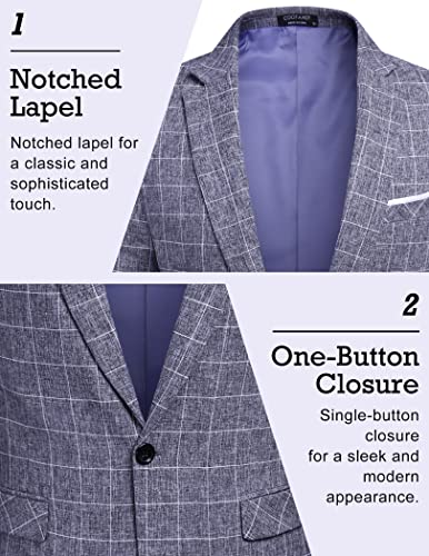 COOFANDY Men's Blazer Casual Sport Coats Slim Fit One Button Suit Jacket Lightweight Sports Jacket (Plaid Blazer - Blue,Small) - Image 3