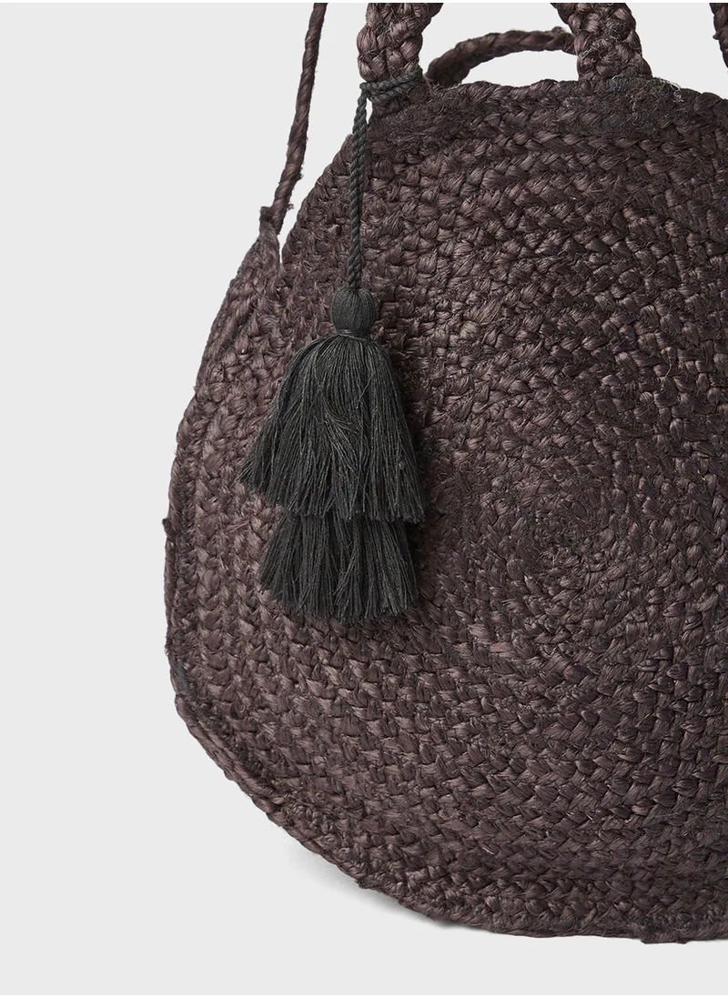 ONLY Round Jute Crossbody Bag