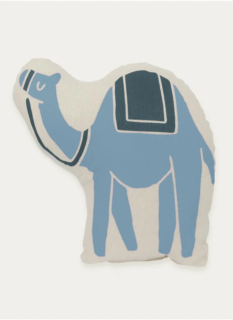 Little Majlis Character cushion, Bedouin camel, blue