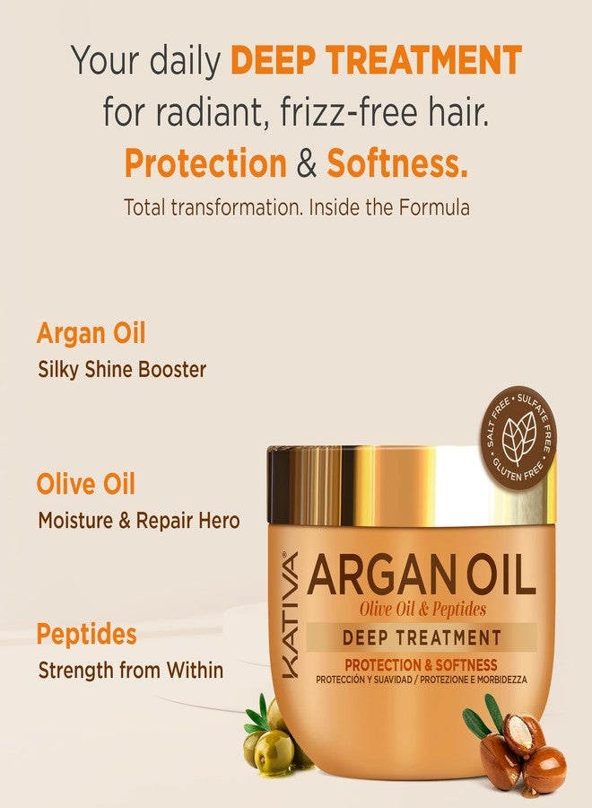 كاتيفا قناع الشعر بزيت الأرغان من كاتيفا، عبوة من قطعتين (10 أونصة لكل قطعة) - علاج ترطيب عميق بزيت الأرغان العضوي وزيت الزيتون والببتيدات - ترطيب وإصلاح للشعر الجاف والتالف - خالٍ من الكبريتات، نباتي - Image 3