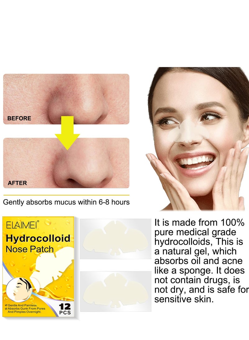 إليمي رقعة مسام الأنف اللطيفة لإزالة الرؤوس السوداء، رقعة إزالة الرؤوس السوداء بالفحم لمسام الوجه ومسام الأنف 12 قطعة - Image 5