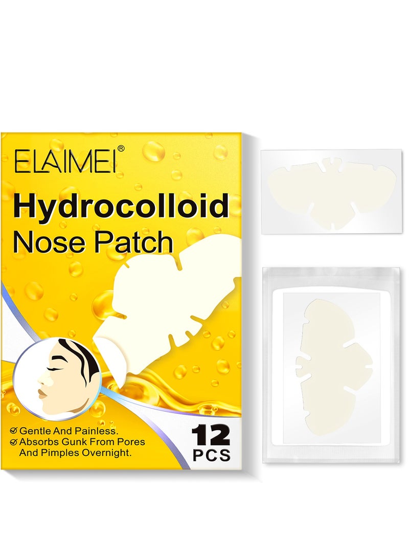 إليمي رقعة مسام الأنف اللطيفة لإزالة الرؤوس السوداء، رقعة إزالة الرؤوس السوداء بالفحم لمسام الوجه ومسام الأنف 12 قطعة - Image 1