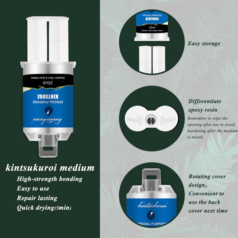 1DFAUL طقم إصلاح كينتسوجي بالذهب، طقم كينتسوجي الياباني لتحسين السيراميك الخاص بك، إصلاح الفخار المعنوي الخاص بك مع مسحوق الذهب، مثالي للمبتدئين في استعادة الهدايا المعنوية - Image 4