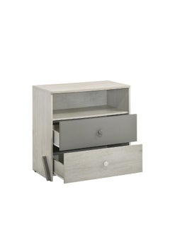 DANUBE HOME Walker 2 Drawer+1 Open Shelf Kids Dresser Durable Vanity Table Without Mirror Young Dresser With Storage Modern Design Bedroom Furniture L73Xw39.6Xh73.9Cm-White Ash+Grey  - Image 1